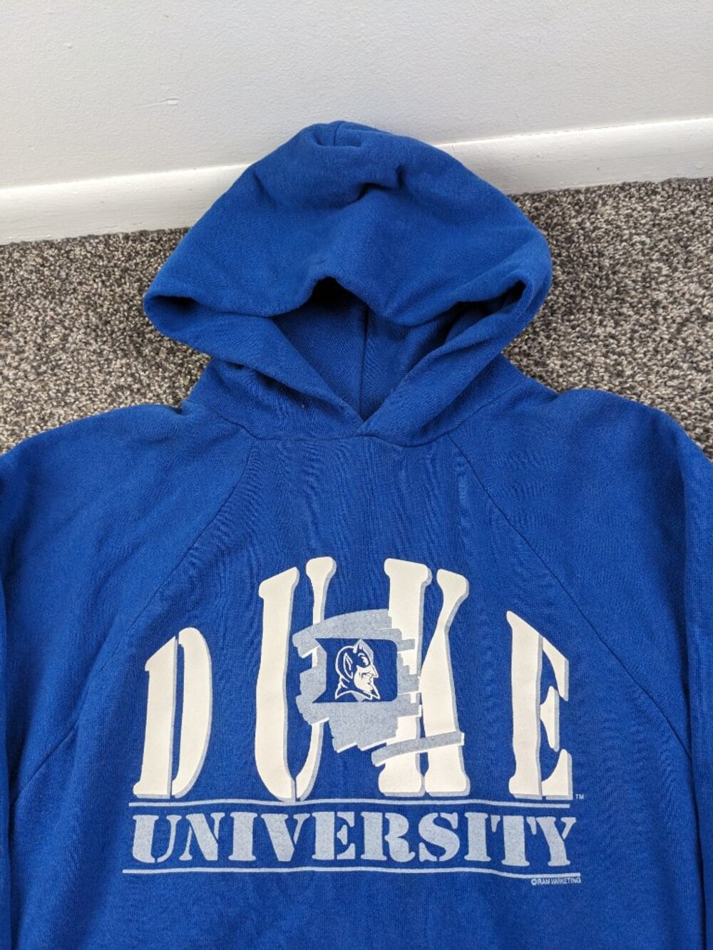 Vintage 80s 90s Duke Blue Devils Hoodie Signal Sweatshirt Mens Large USA Made